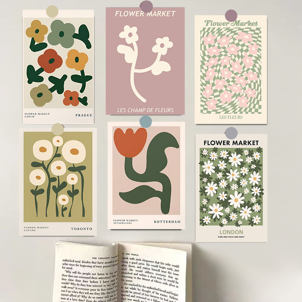 Laptop Accessories Aesthetic - 15PCS Cartoon Colorful Flowers Sticker Poster