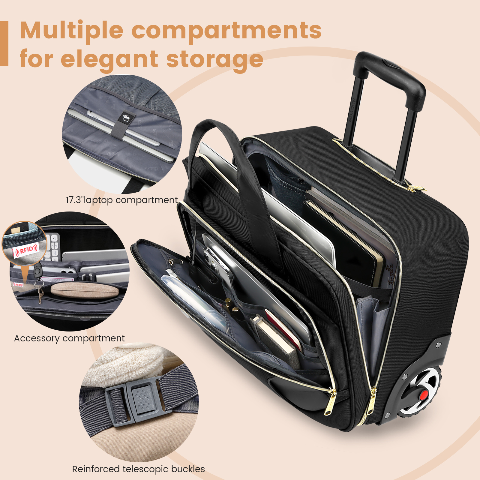 18 Inch Rolling Briefcase Larg – Laptop Accessories Organizer Bag Bewertung und Preis