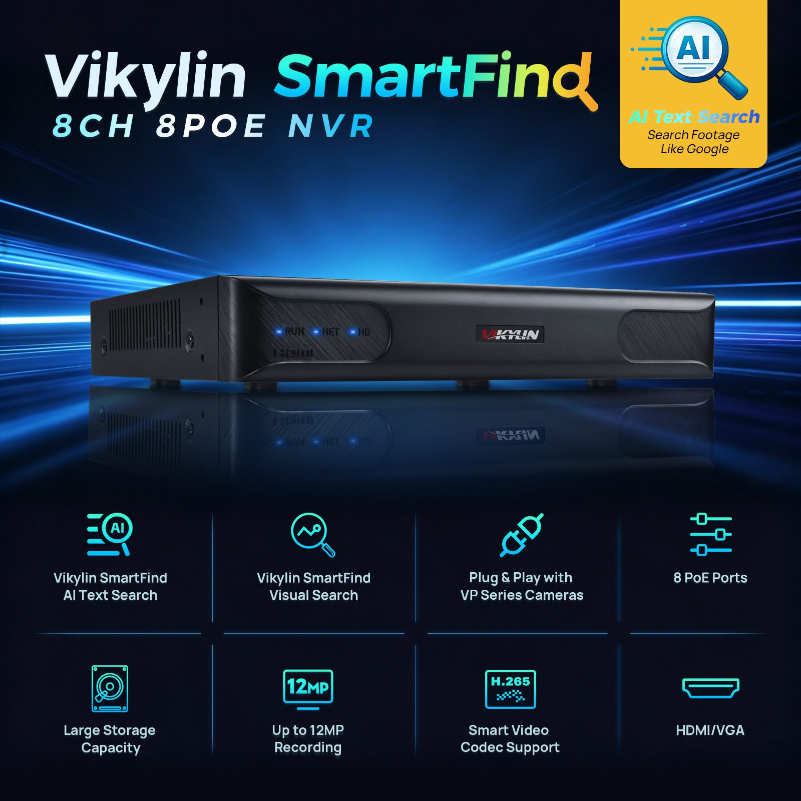 Vikylin 4K NVR UP to 12MP 8CH  – Hdmi Vga Adapter Bewertung und Preis