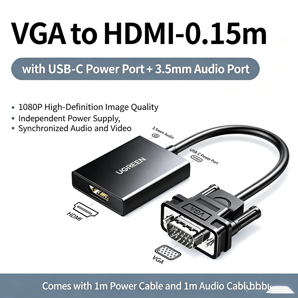 0.15M UGREEN VGA Male to HDMI  – Hdmi Vga Adapter Bewertung und Preis
