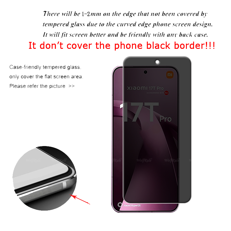 4/3/2/1Pcs For Xiaomi 17T Pro  – Privacy Screen Filter Bewertung und Preis